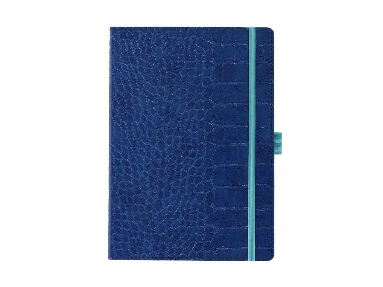 TACCUINO A5 72 FOGLI KROKO BLU RIGATURA DOTS CON ELASTICO