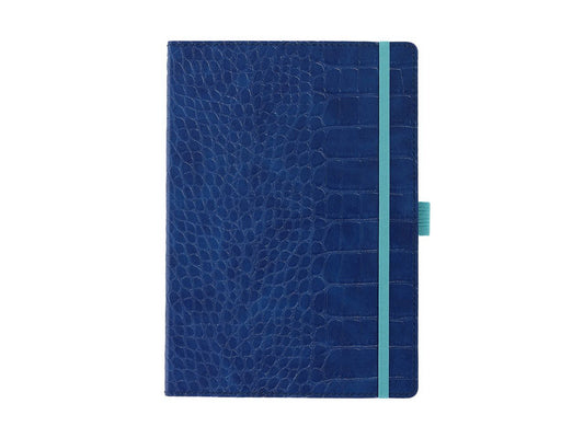 TACCUINO A5 72 FOGLI KROKO BLU RIGATURA DOTS CON ELASTICO
